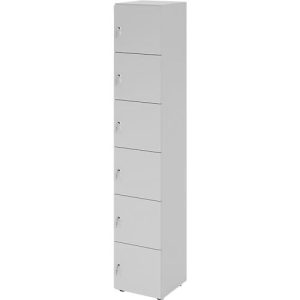 Schließfachschrank Topas Line, 6 Ordnerhöhen, 6 Fächer, Zylinderschloss, B 400 x T 420 x H 2156 mm, grau/grau Schließfachschrank Topas Line, 6 Ordnerhöhen, 6 Fächer, Zylinderschloss, B 400 x T 420 x H 2156 mm, grau/grau
