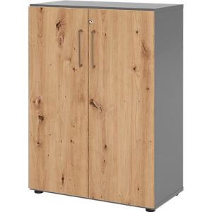 Schränke Breno, 3 OH, abschließbar, 28 kg je Boden, B 800 x T 420 x H 1100 mm, graphit/Asteiche Schränke Breno, 3 OH, abschließbar, 28 kg je Boden, B 800 x T 420 x H 1100 mm, graphit/Asteiche
