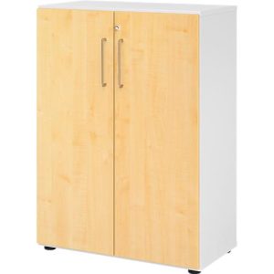 Schränke Breno, 3 OH, abschließbar, 28 kg je Boden, B 800 x T 420 x H 1100 mm, weiß/Ahorn Schränke Breno, 3 OH, abschließbar, 28 kg je Boden, B 800 x T 420 x H 1100 mm, weiß/Ahorn