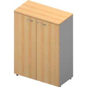 Schrank ARLON OFFICE, 3 Ordnerhöhen, abschließbar, B 900 x T 450 x H 1232 mm, Buche-Dekor/alu Schrank ARLON OFFICE, 3 Ordnerhöhen, abschließbar, B 900 x T 450 x H 1232 mm, Buche-Dekor/alu