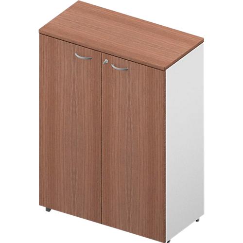 Schrank ARLON OFFICE, 3 Ordnerhöhen, abschließbar, B 900 x T 450 x H 1232 mm, Nuss Canaletto-Dekor/weiß