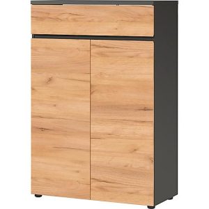 Schrank Boston, 3 Ordnerhöhen, B 800 x T 400 x H 1200 mm, Dekor Graphit & Navarra Eiche Schrank Boston, 3 Ordnerhöhen, B 800 x T 400 x H 1200 mm, Dekor Graphit & Navarra Eiche
