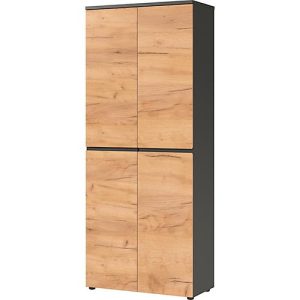 Schrank Boston, 5 Ordnerhöhen, B 800 x T 400 x H 1970 mm, Dekor Graphit & Navarra Eiche Schrank Boston, 5 Ordnerhöhen, B 800 x T 400 x H 1970 mm, Dekor Graphit & Navarra Eiche