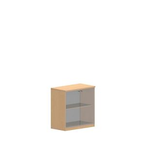 Schrank NEVADA, 2 Ordnerhöhen, Glastüren, B 800 x T 445 x H 825 mm, Buche-Dekor Schrank NEVADA, 2 Ordnerhöhen, Glastüren, B 800 x T 445 x H 825 mm, Buche-Dekor