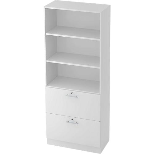 Schrank ULM, mit Hängeregistraturauszügen, 3 OH, H 2004 x B 800 x T 420 mm, lichtgrau