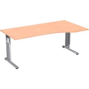 Schreibtisch ALICANTE, C-Fuß, Freiform, Ansatz rechts, B 1800 x T 800/1000 x H 680-820 mm, Buche-Dekor Schreibtisch ALICANTE, C-Fuß, Freiform, Ansatz rechts, B 1800 x T 800/1000 x H 680-820 mm, Buche-Dekor