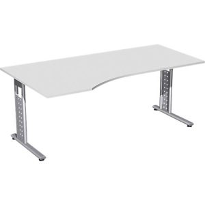 Schreibtisch ALICANTE, Freiform, Ansatz links, B 1800 x T 1000/800 x H 680-820 mm, lichtgrau Schreibtisch ALICANTE, Freiform, Ansatz links, B 1800 x T 1000/800 x H 680-820 mm, lichtgrau