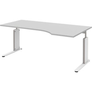 Schreibtisch BARI, C-Fuß, Anbau Schiebetürenschrank rechts, B 1800 mm, hellgrau Schreibtisch BARI, C-Fuß, Anbau Schiebetürenschrank rechts, B 1800 mm, hellgrau
