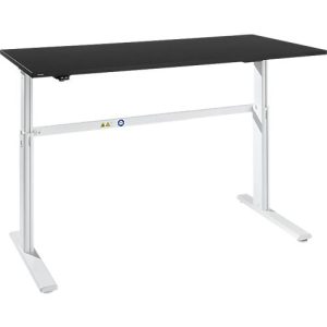 Schreibtisch Bexxstar, elektrisch höhenverstellbar, Rechteck, C-Fuß, B 1800 x T 800 x H 725-1185 mm, schwarz/weiß