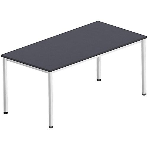 Schreibtisch Bexxstar, Rechteck, 4-Fuß Rundrohr, B 1600 x T 800 x H 740 mm, schwarz/chromsilber