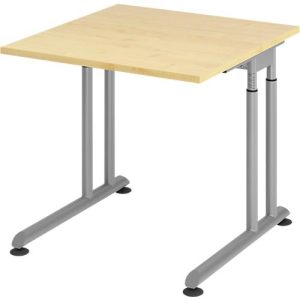 Schreibtisch Breno, manuelle Höheneinstellung, horizontaler Kabelkanal, B 800 x T 800 x H 680-820 mm, Spanplatte & Stahl, Ahorn/Silber Schreibtisch Breno, manuelle Höheneinstellung, horizontaler Kabelkanal, B 800 x T 800 x H 680-820 mm, Spanplatte & Stahl, Ahorn/Silber