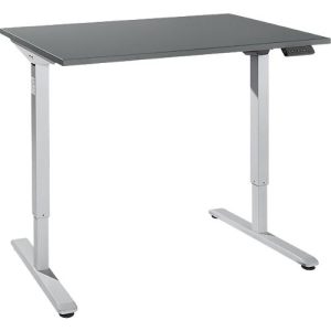 Schreibtisch, elektrisch höhenverstellbar, Rechteck, T-Fuß, B 1200 x T 800 x H 755-1255 mm, graphit/weißalu + Memory-Bedienpanel, Kabelkanal Schreibtisch, elektrisch höhenverstellbar, Rechteck, T-Fuß, B 1200 x T 800 x H 755-1255 mm, graphit/weißalu + Memory-Bedienpanel, Kabelkanal
