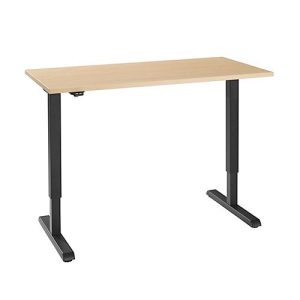Schreibtisch, elektrisch höhenverstellbar, Rechteck, T-Fuß, B 1300 x T 650 x H 715-1205 mm, Ahorn/schwarz Schreibtisch, elektrisch höhenverstellbar, Rechteck, T-Fuß, B 1300 x T 650 x H 715-1205 mm, Ahorn/schwarz