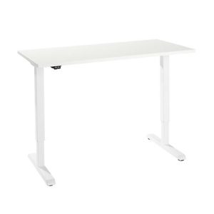 Schreibtisch, elektrisch höhenverstellbar, Rechteck, T-Fuß, B 1300 x T 650 x H 715-1205 mm, weiß