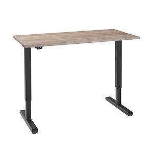 Schreibtisch, elektrisch höhenverstellbar, Rechteck, T-Fuß, B 1300 x T 650 x H 715-1205 mm, Wildeiche/schwarz Schreibtisch, elektrisch höhenverstellbar, Rechteck, T-Fuß, B 1300 x T 650 x H 715-1205 mm, Wildeiche/schwarz