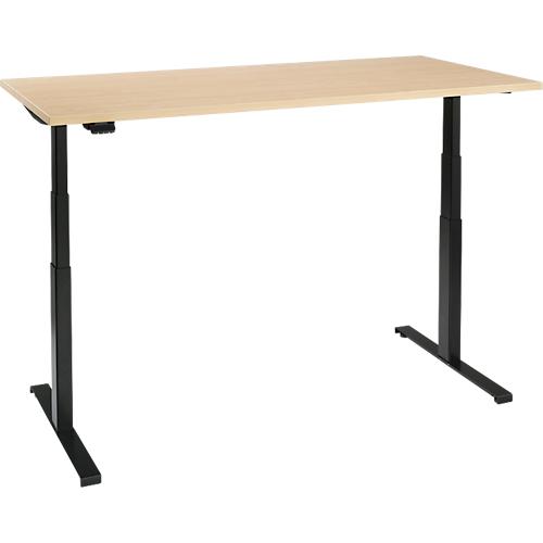 Schreibtisch, elektrisch höhenverstellbar, T-Fuß, B 1200 x T 800 x H 620-1270 mm, Ahorn/schwarz + Memoryschalter