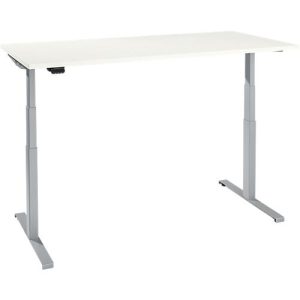 Schreibtisch, elektrisch höhenverstellbar, T-Fuß, B 1200 x T 800 x H 620-1270 mm, weiß/weißaluminium + Memoryschalter Schreibtisch, elektrisch höhenverstellbar, T-Fuß, B 1200 x T 800 x H 620-1270 mm, weiß/weißaluminium + Memoryschalter