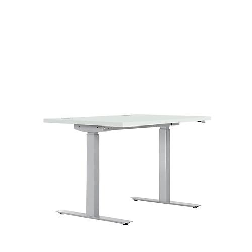 Schreibtisch ERGO DRIVE ED 470, elektrisch höhenverstellbar, Rechteck, T-Fuß, B 1200 x T 800 x H 692-1147 mm, lichtgrau/weißaluminium RAL 9006