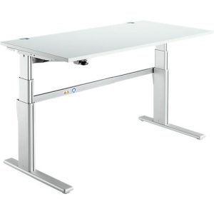 Schreibtisch Komfort, elektrisch höhenverstellbar, Rechteck, C-Fuß, B 1600 x T 800 x H 655-1305 mm, lichtgrau/weißaluminium RAL 9006 Schreibtisch Komfort, elektrisch höhenverstellbar, Rechteck, C-Fuß, B 1600 x T 800 x H 655-1305 mm, lichtgrau/weißaluminium RAL 9006