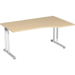 Schreibtisch mit Ansatz PALENQUE, C-Fuß, Freiform, Ansatz rechts, B 1800 x T 800/1000 x H 720 mm, Ahorn-Dekor Schreibtisch mit Ansatz PALENQUE, C-Fuß, Freiform, Ansatz rechts, B 1800 x T 800/1000 x H 720 mm, Ahorn-Dekor