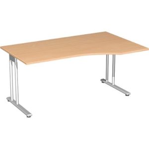 Schreibtisch mit Ansatz PALENQUE, C-Fuß, Freiform, Ansatz rechts, B 1800 x T 800/1000 x H 720 mm, Buche-Dekor Schreibtisch mit Ansatz PALENQUE, C-Fuß, Freiform, Ansatz rechts, B 1800 x T 800/1000 x H 720 mm, Buche-Dekor