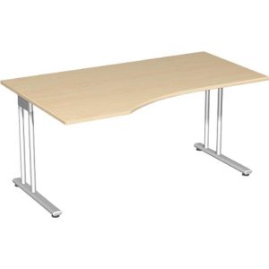 Schreibtisch mit Ansatz PALENQUE, C-fuß, Freiform, links, B 1800 x T 1000/800 x H 720 mm, Ahorn-Dekor Schreibtisch mit Ansatz PALENQUE, C-fuß, Freiform, links, B 1800 x T 1000/800 x H 720 mm, Ahorn-Dekor