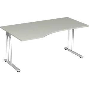 Schreibtisch mit Ansatz PALENQUE, C-fuß, Freiform, links, B 1800 x T 1000/800 x H 720 mm, lichtgrau Schreibtisch mit Ansatz PALENQUE, C-fuß, Freiform, links, B 1800 x T 1000/800 x H 720 mm, lichtgrau