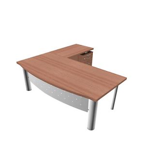 Schreibtisch mit Sideboard X-TIME-WORK, 4-Fuß, Bogen, B 2000 x T 900 x H 740 mm, Nuss Canaletto-Dekor/weiß Schreibtisch mit Sideboard X-TIME-WORK, 4-Fuß, Bogen, B 2000 x T 900 x H 740 mm, Nuss Canaletto-Dekor/weiß