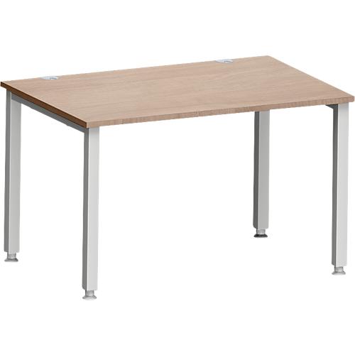 Schreibtisch MODENA FLEX, Quadrat, 4-Fuß Quadratrohr, B 1200 x T 800 x H 720-820 mm, Eiche/weißaluminium