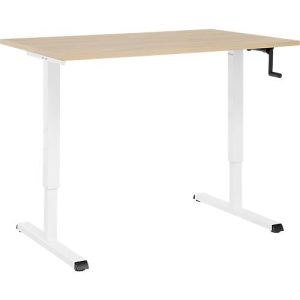 Schreibtisch Multiflex, manuell höhenverstellbar mit Kurbel, B 1200 x T 800 x H 700-1180 mm, Eiche/weiß Schreibtisch Multiflex, manuell höhenverstellbar mit Kurbel, B 1200 x T 800 x H 700-1180 mm, Eiche/weiß
