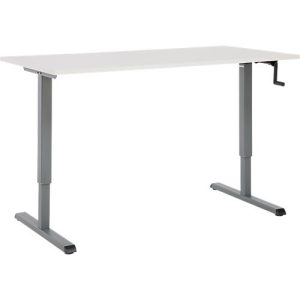 Schreibtisch Multiflex, manuell höhenverstellbar mit Kurbel, B 1600 x T 800 x H 700-1180 mm, lichtgrau/anthrazit Schreibtisch Multiflex, manuell höhenverstellbar mit Kurbel, B 1600 x T 800 x H 700-1180 mm, lichtgrau/anthrazit