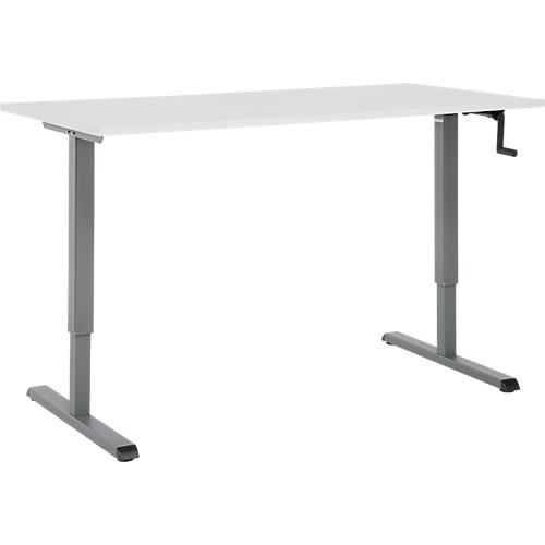 Schreibtisch Multiflex, manuell höhenverstellbar mit Kurbel, B 1600 x T 800 x H 700-1180 mm, lichtgrau/anthrazit