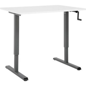 Schreibtisch Multiflex, manuell höhenverstellbar mit Kurbel, B 800 x T 800 x H 700-1180 mm, weiß/anthrazit Schreibtisch Multiflex, manuell höhenverstellbar mit Kurbel, B 800 x T 800 x H 700-1180 mm, weiß/anthrazit