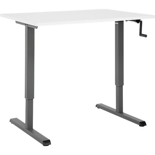 Schreibtisch Multiflex, manuell höhenverstellbar mit Kurbel, B 800 x T 800 x H 700-1180 mm, weiß/anthrazit