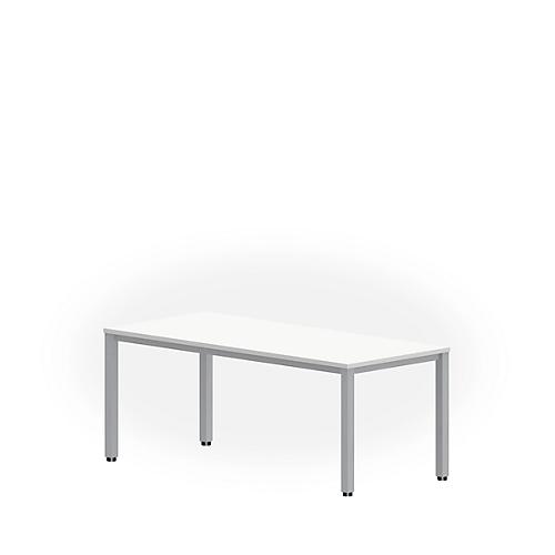 Schreibtisch NEVADA, 4-Fuß, Rechteck, Quadratrohr, B 1800 x T 800 x H 740 mm, weiß/alusilber