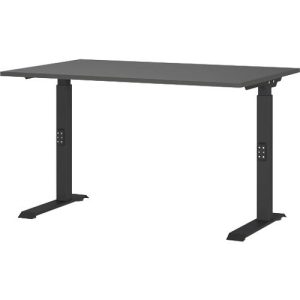 Schreibtisch Porto, mechanisch höheneinstellbar, C-Fuß, B 1200 x T 800 x H 680-910 mm, schwarz/graphit Schreibtisch Porto, mechanisch höheneinstellbar, C-Fuß, B 1200 x T 800 x H 680-910 mm, schwarz/graphit