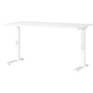 Schreibtisch Porto, mechanisch höheneinstellbar, C-Fuß, B 1400 x T 800 x H 680-910 mm, weiß/weiß Schreibtisch Porto, mechanisch höheneinstellbar, C-Fuß, B 1400 x T 800 x H 680-910 mm, weiß/weiß