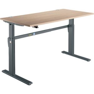 Schreibtisch Standard, elektrisch höhenverstellbar, Rechteck, C-Fuß, B 1600 x T 800 x H 725-1185 mm, Eiche/anthrazit Schreibtisch Standard, elektrisch höhenverstellbar, Rechteck, C-Fuß, B 1600 x T 800 x H 725-1185 mm, Eiche/anthrazit