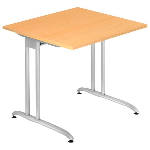 Schreibtisch TARA, C-Fuß, Rechteck, B 800 x T 800 x H 720 mm, Buche-Dekor