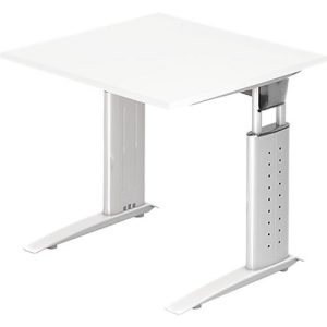 Schreibtisch TARVIS, C-Fuß, Quadrat, B 800 mm, Gestell weiß, höhenverstellbar, weiß Schreibtisch TARVIS, C-Fuß, Quadrat, B 800 mm, Gestell weiß, höhenverstellbar, weiß