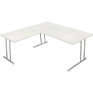 Schreibtisch Toledo, mit Anbautisch, höhenverstellbar, C-Fuß, B 1600 x T 800 mm, weiß Schreibtisch Toledo, mit Anbautisch, höhenverstellbar, C-Fuß, B 1600 x T 800 mm, weiß