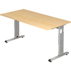 Schreibtisch ULM, C-Fuß, Rechteck, B 1600 x T 800 x H 650-850 mm, Ahorn-Dekor Schreibtisch ULM, C-Fuß, Rechteck, B 1600 x T 800 x H 650-850 mm, Ahorn-Dekor