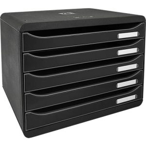 Schubladenbox BIG-BOX PLUS HORIZON QUER, A4+, 5 halboffene Schübe mit Auszugsstopp, Griffmulde & Etikettenhalter, Etiketten, Blauer Engel, schwarz Schubladenbox BIG-BOX PLUS HORIZON QUER, A4+, 5 halboffene Schübe mit Auszugsstopp, Griffmulde & Etikettenhalter, Etiketten, Blauer Engel, schwarz