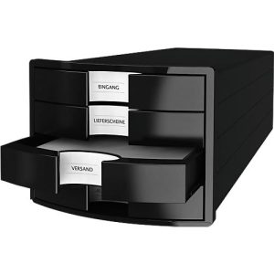 Schubladenbox HAN Impuls 2.0, 4 Schubladen, Format A4, stapelbar, geschlossen, schwarz Schubladenbox HAN Impuls 2.0, 4 Schubladen, Format A4, stapelbar, geschlossen, schwarz