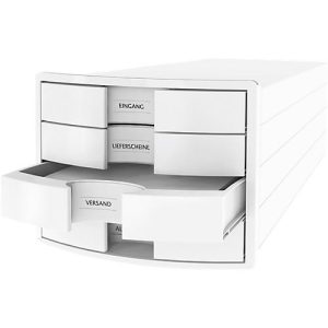 Schubladenbox HAN Impuls 2.0, 4 Schubladen, Format A4, stapelbar, geschlossen, weiß Schubladenbox HAN Impuls 2.0, 4 Schubladen, Format A4, stapelbar, geschlossen, weiß