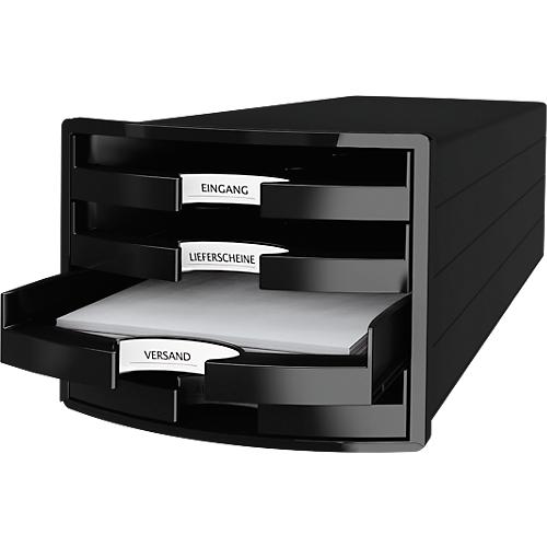 Schubladenbox HAN Impuls 2.0, 4 Schubladen, Format A4, stapelbar, offen, schwarz
