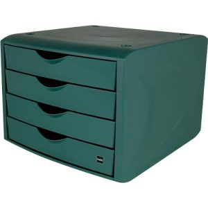 Schubladenbox Helit The Green Chameleon, 4 Schübe mit Auszugssperre, Format A4, stapelbar, grün Schubladenbox Helit The Green Chameleon, 4 Schübe mit Auszugssperre, Format A4, stapelbar, grün