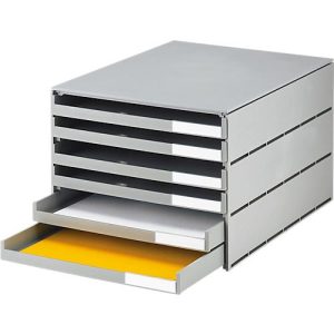 Schubladenbox styro® Styroval, Format C4, 6 offene Schübe, stapelbar, Beschriftungsmaterial, B 243 x T 335 x H 200 mm, Recycling-Kunststoff, schwarz-grau Schubladenbox styro® Styroval, Format C4, 6 offene Schübe, stapelbar, Beschriftungsmaterial, B 243 x T 335 x H 200 mm, Recycling-Kunststoff, schwarz-grau