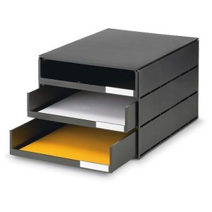 Schubladenbox Styro Styroval, für Formate bis C4, 3 offene Schübe, Recyclingmaterial, schwarz/schwarz Schubladenbox Styro Styroval, für Formate bis C4, 3 offene Schübe, Recyclingmaterial, schwarz/schwarz