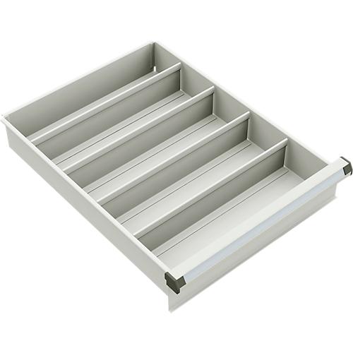 Schubladeneinsatz Treston, 4 x Längsteiler 375 mm, für Schubladen 45 mit Höhe 150 & 200 mm, Stahl, hellgrau